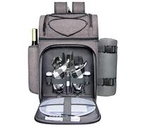Hap Tim Picnic Basket Backpack for 2 Person with 2 Insulated Cooler Compartment, Wine Holder, Fleece Blanket, Cutlery Set,Perfect for Beach, Hiking, Camping, BBQs, Family or Wedding Gifts(36083G)