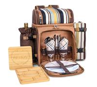 Hap Tim Picnic Basket Backpack for 2 Person with Blanket, 2 Charcuterie Board, Engagement Gifts for Couples, Gifts Ideals for Wedding, Housewarming, White Elephant, Bridal Showers