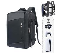 Hap Tim Travel Backpack for PS5 Console, Padded Protection Playstation 5 Carrying Case, Large Capacity for Laptop, PS5 Controller, Headset, Game Discs and Accessories, Black (P-2306-EU)