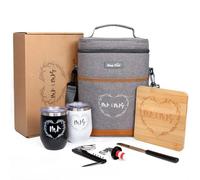 Hap Tim Wedding Gifts for Couples, Bridal Shower, Engagement, and Mr & Mrs Gifts - Wine Cooler Bag Insulated Tote with Tumblers, Bamboo Cheese Board (13624-G2)