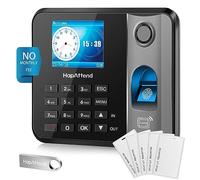 HapAttend Clocking in Machine - Fingerprint Clock in Machine for Employees Small Business Automatic Calculate Hours, Standalone Card Scanner Attendance Time Clock with 5 RFID Cards (0 Monthly Fees)