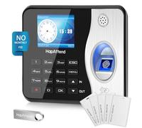 HapAttend Clocking in Machine - Standalone Card Scanner Attendance Machine with 5 RFID Cards, H3 Fingerprint Time Clocks for Employees Small Business Automatic Calculate Hours(0 Monthly Fees)