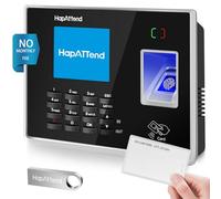 HapAttend Time Clock - Fingerprint Time Clocks for Employees Small Business Automatic Calculate Hours, H2 Standalone Biometric Clock in Machine for Employees with 5 RFID Cards (0 Monthly Fees)
