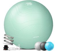 HAPBEAR Exercise Ball 55-75cm - Anti-Burst Slip-Resistant Yoga/Pilates Ball for Core Training & Posture Improvement, Home Gym/Rehab/Pregnancy Ball, Quick Pump & 3 Resistance Bands Included