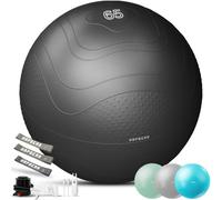 HAPBEAR Exercise Ball 58-65cm - Anti-Burst Slip-Resistant Yoga/Pilates Ball for Core Training & Posture Improvement, Home Gym/Rehab/Pregnancy Ball, Quick Pump & 3 Resistance Bands Included