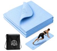 HAPBEAR Foldable Yoga Mat - 183×61cm×6mm, Non-Slip TPE Exercise Mat for Home Workout, Yoga, Pilates,Stretching, & Travel, Durable & Eco-Friendly, Includes Carry Bag