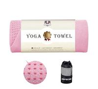 HAPBEAR Hot Yoga Towel with Non-Slip Grip Dots, Super-Absorbent Microfiber Yoga Mat Towel for Sweaty Bikram, Pilates and Studio Workouts - Pink