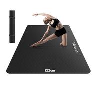 HAPBEAR Large Yoga Mat -183×122cm×8mm, Non-Slip, Durable, Thick Wide Exercise Mat for Home Workouts, Yoga, Pilates, Stretching, Meditation (Barefoot Exercise)-Black