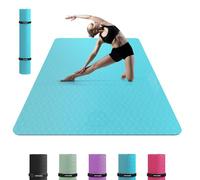 HAPBEAR Large Yoga Mat for Women- 183cm×116cm×6mm, TPE Non-Slip, Durable, Extra Large Thick Wide Exercise Mat for Pilates,Gym,Workout,Home,Fitness, (Barefoot Exercise)-Lake Blue