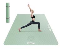 HAPBEAR Large Yoga Mat for Women- 198cm×137cm×6mm, TPE Non-Slip, Durable, Eco-Friendly, Extra Large Thick Wide Exercise Mat for Pilates,Gym,Workout,Home,Fitness, (Barefoot Exercise)-Green