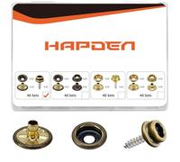 HAPDEN 160 Pcs Snap Buttons,Snap Fasteners Kit 15mm Stainless Steel Snaps Marine Grade Boat Canvas Snaps,3/8" Socket Metal Snaps for Clothing Leather Boat Cover Fabric (Bronze)