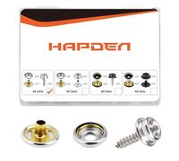 HAPDEN 160 Pcs Snap Buttons,Snap Fasteners Kit 15mm Stainless Steel Snaps Marine Grade Boat Canvas Snaps,3/8" Socket Metal Snaps for Clothing Leather Boat Cover Fabric (Regular-Silver)