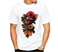 HAPDEZH Gizmo-Gremlins-T-Shirts-For-Men-Pure-Cotton-T-Shirts-80s-Movie-Mogwai-Monster-Horror-Retro White