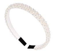 Hapdoo 1PC White Pearl Headbands for Women Girls, Cute Beads Headband with Faux Pearl for Wedding Bride, Fashion Beaded Bling Hairbands Hair Hoop Accessories for Birthday