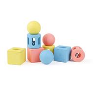 Hape Baby Geometric Rattle Trio - 9 Rattles - Made With Rice, Multi Colour, One Size