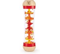 Hape Beaded Raindrops Mini Wooden Musical Shake & Rattle Rainmaker Toy, Red &