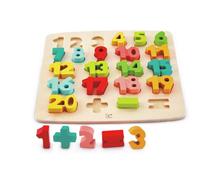 Hape Chunky Number Puzzle, Multi-Colour, 27-Piece Wooden Educational Toy for Kids 3Y+, Math & Motor Skills