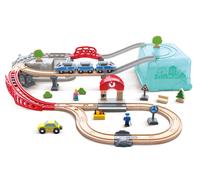 Hape City Railway and Train Bucket Set Toy 33.15 x 7.52 x 29.76 inches, Wood