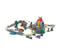 Hape Dino Railway Adventure Set, 23 Tracks, 30 Accessories, Glows in the Dark, Ages 3+, Compatible