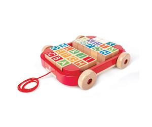 Hape Drag Cart With Stackable Blocks
