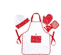 Hape E3162 Chef Pack Dress Up Play Set with Cooking Accessories for Kids, Ages 3+, Red and White