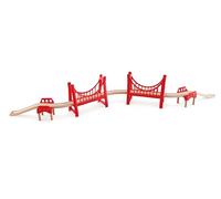 Hape E3710 Double Suspension Bridge - Wooden Train Track Accessories, multicolor