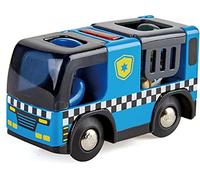 Hape E3738 Police Car with Siren - Compatible with Wooden Train Set - Track Accessories,Blue,9.4 x 3.56 x 5.08 cm; 15 Grams