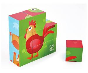 Hape - Farm Animals Block Puzzle - 9 Blocks/6 Puzzles in 1/24 months