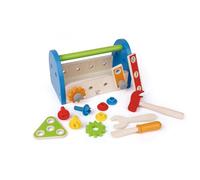 Hape Fix-It Tool Box with Accessories | Colourful Construction Workbench Pounding Tool Toy Set for Kids, Problem-Solving Pretend Play Set, 17 Piece