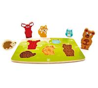 Hape Forest Animal Tactile Puzzle | Wooden Jigsaw Puzzle | Forest Animals Block Puzzle | For 2 Years +