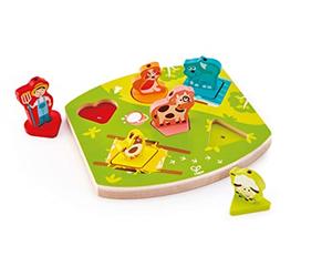 Hape Forest Animal Tactile Puzzle | Wooden Jigsaw Puzzle | Forest Animals Block Puzzle | For 2 Years +