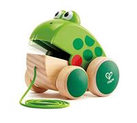 Hape Frog Pull Along | Wooden Frog Fly-Eating Pull Toddler Toy, Bright Colours