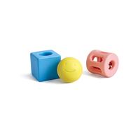 HaPe International Baby Rattle Trio – Hape Geometric Rattles, Made with Rice, Soft Sound, 0M+