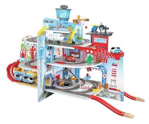 Hape Grand City Train Set, 5-Layer Playset for Kids 3Y+, Creative Storytelling & Role Play Toy