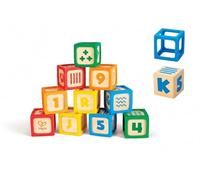 Hape Grip-n-Stack Silicone & Wood Blocks | Building Blocks including Letters and Patterns | Early Learning Baby Toys for Sensory Play