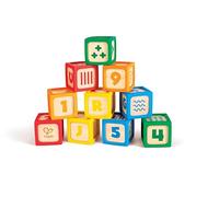 Hape Grip-n-Stack Silicone & Wood Blocks | Building Blocks including Letters and Patterns | Early Learning Baby Toys for Sensory Play