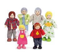 Hape Happy Family - Caucasian |Award-Winning Doll Family Set, Unique Accessory for Kid’s Wooden Doll House, Imaginative Play Toy, 6 Caucasian Family Figures