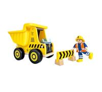 Hape Hauler Dump Truck | Wooden Dumper Truck Toy Set with Figurine and Accessories | Wooden Construction Toys for Fine Motor Skill Development and Social Roleplay