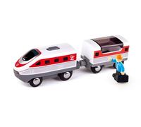 Hape Inter-City Battery Powered Train Set, 3Y+, Button-Controlled Express Train with Lights & Magnetic Connectors