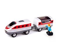 Hape Inter-City Battery Powered Train Set, 3Y+, Button-Controlled Express Train with Lights & Magnetic Connectors