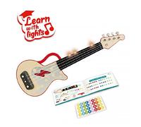 Hape Learn with Lights Ukulele-Red | Electric with Tunable Strings & Guiding Lights | Ukulele for Kids 3 Years and Up