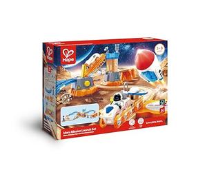 Hape Mars Launch Rail Set, Space Train, Glow-in-the-Dark Stickers, 3+ Years, Functional Launch Pad