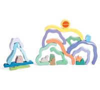 Hape Nature Scene Stacking Blocks - 22-Piece Set with Scenic Trees, Animals & Mountains - Ages 12M+