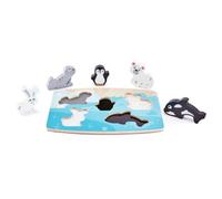 Hape Polar Animal Tactile Puzzle - Feel the Arctic Animals' Coats, Chunky Pieces, Ages 24M+