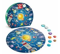 Hape Solar System Puzzle | Round Solar System Puzzle Toy for Kids, Solid Wood Pieces and a Glowing LED Sun