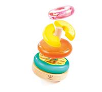 Hape Stacking Donut Toy 12M+, Wooden Sensory Stacking Toy with Textures, Beads & Magnets for Toddler Learning