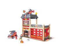 Hape E3023 Wooden Fire Station - Complete Set with Fire Engine