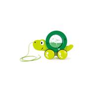 Hape Tito Pull Along | Wooden Turtle Toy with Swirling Shell - Green