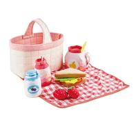 Hape Toddler Picnic Basket Play Set - 12-Piece Soft Food Toy, Machine Washable, Indoor/Outdoor, 18M+