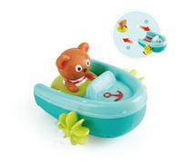 Hape Tubing Pull-Back Boat Bath Toy Teddy Bear Floating Paddle Boat Bath Toy B